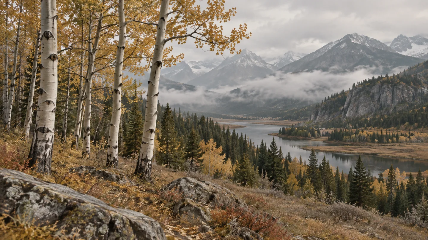 Illustrated aspen landscape