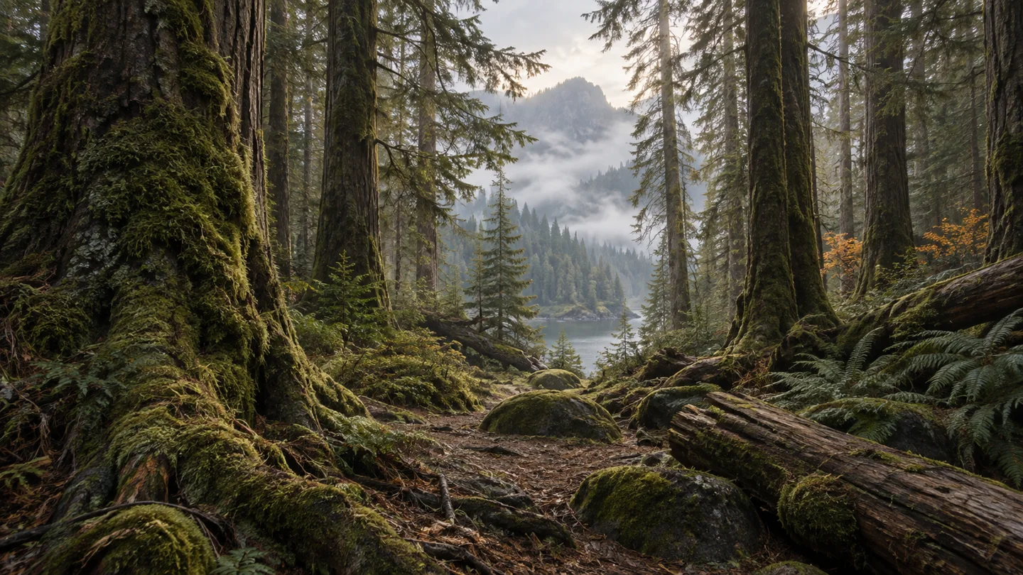 Illustrated forest landscape